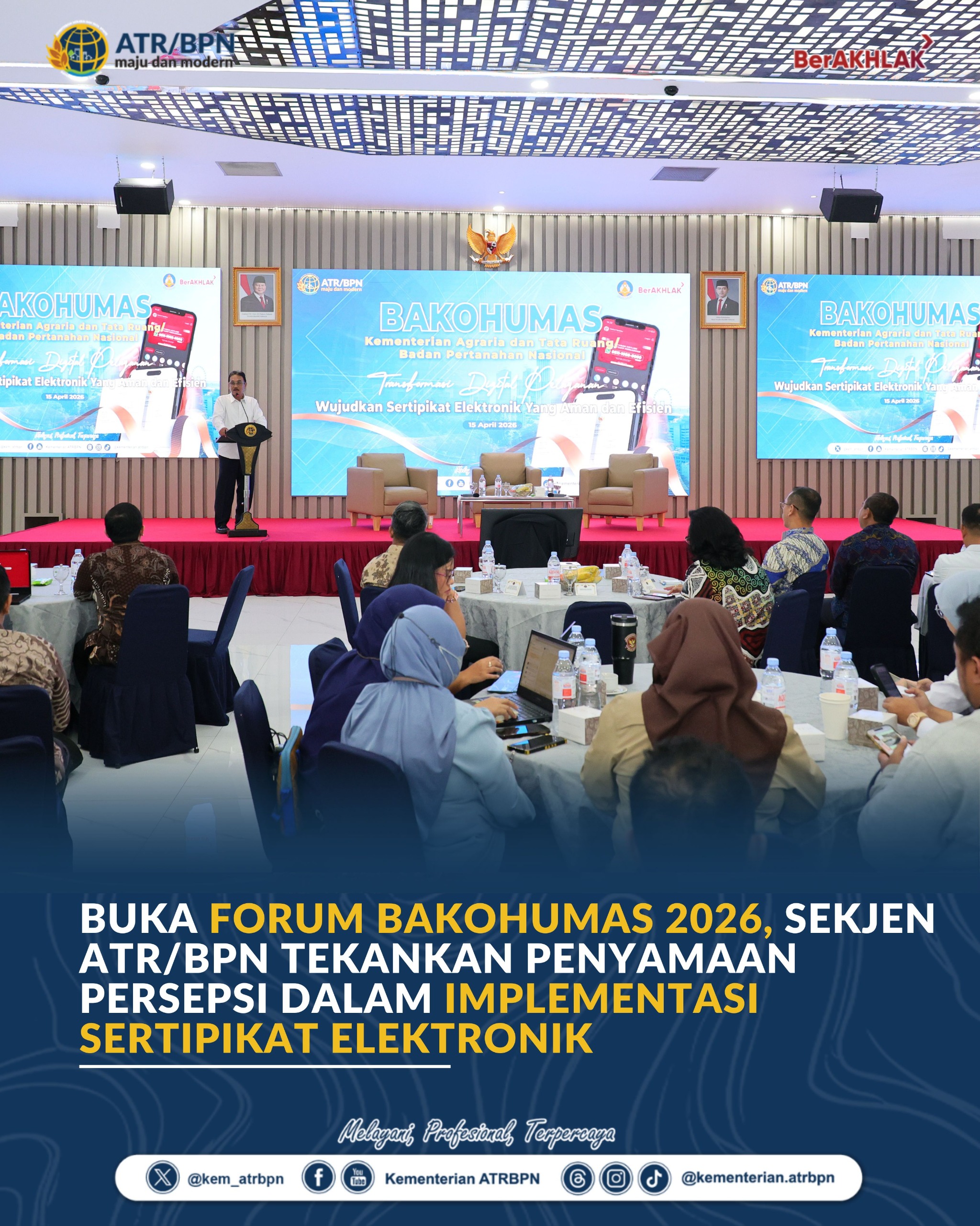 Buka Forum Bakohumas 2026, Sekjen ATR/BPN Tekankan Penyamaan Persepsi dalam Implementasi Sertipikat Elektronik